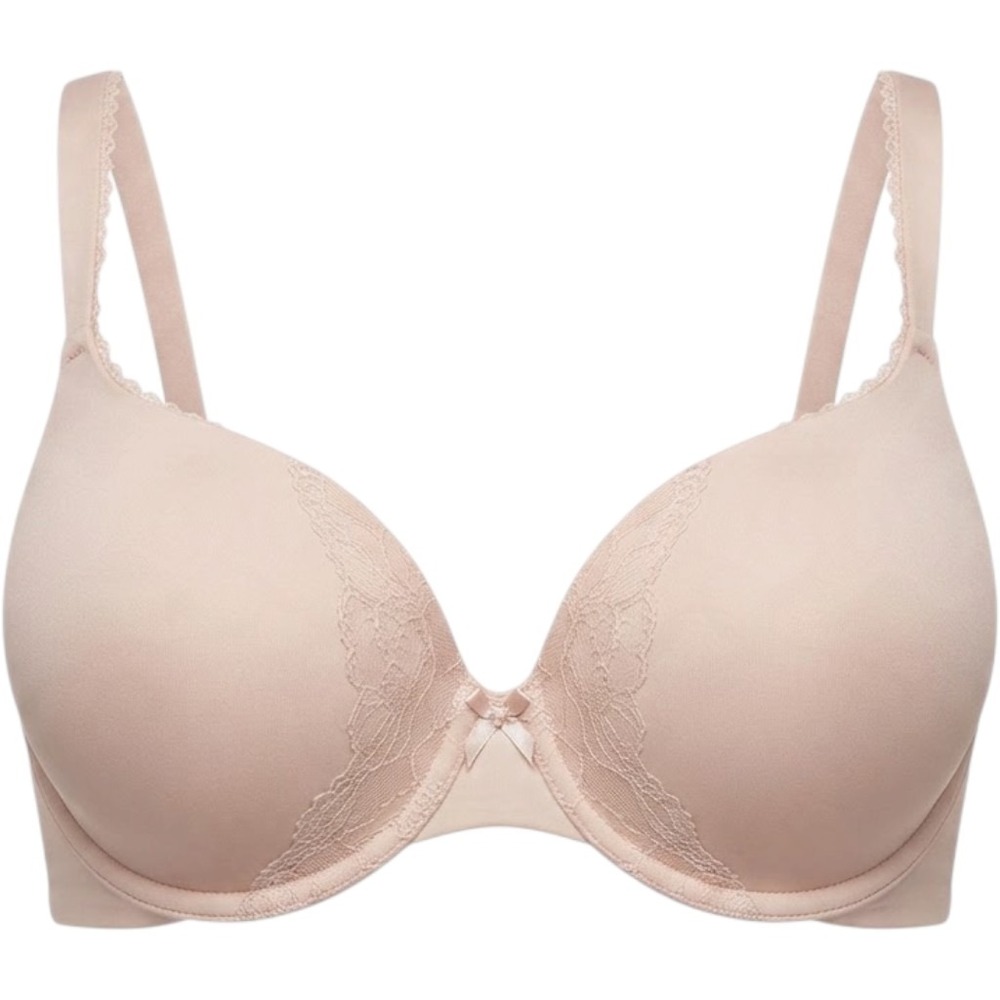 Victoria's Secret Womens Romantic Body Perfect Shape Lace Accent Bra Nude Beige